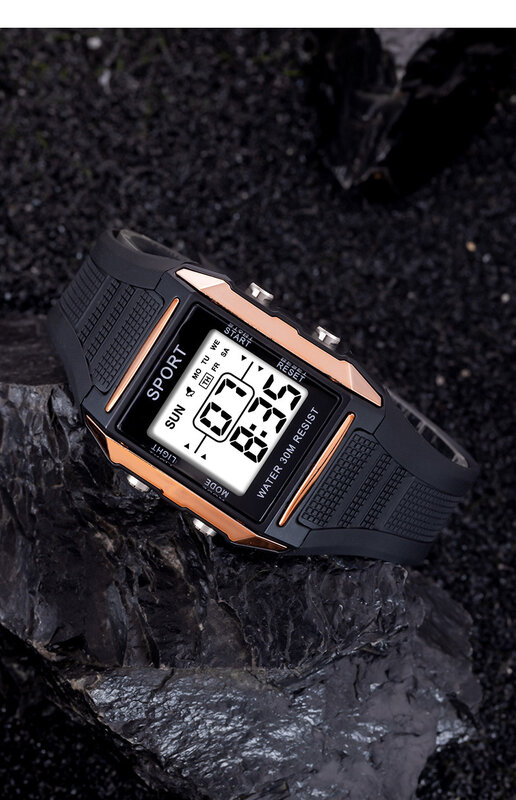 Mode elektronischen Block leuchtenden Mann Armbanduhr Chronograph digitale lässige Militärs port wasserdichte LED-Display Uhren