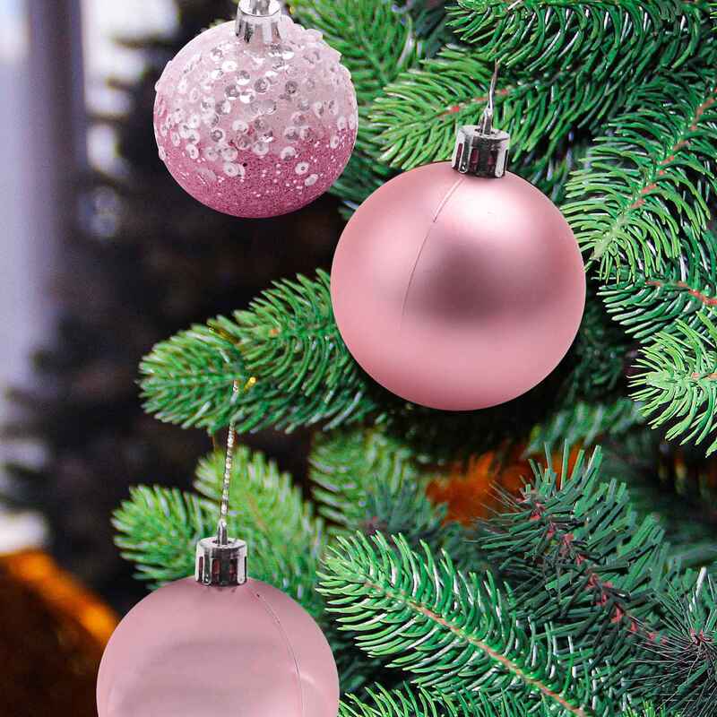 Ornements de boule de Noël pour la maison, décorations d'arbre de Noël, décor de fête du Nouvel An, rose, 2.36 po, 9 pièces