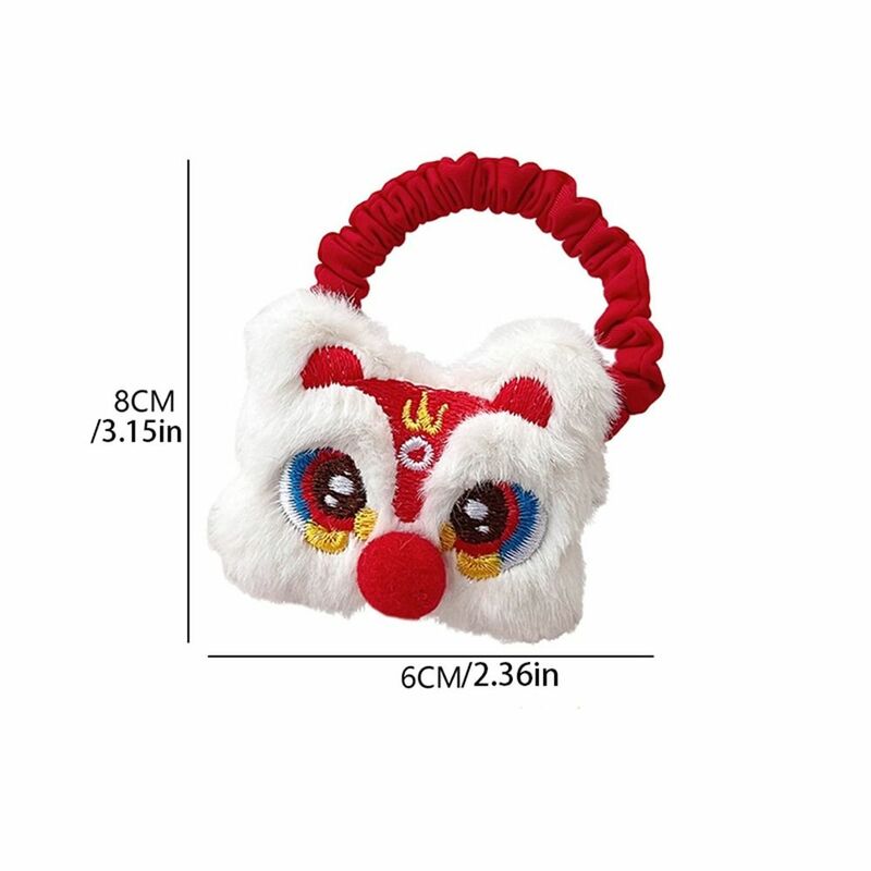 Embroidery Children Red Hairpin Hair Rope Lion Dance Chinese New Year Headwear Cloth Girl Hair Accessories