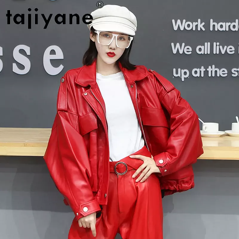 Tajiyane 2022 Frühling Echt Leder Kleidung für Frauen Ladues Echtem Schaffell Jacken Übergroßen Hohe Qualität Mujer Chaqueta TN1771