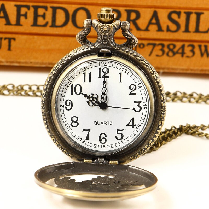 Reloj de bolsillo de cuarzo hueco de cerdo lindo creativo para hombres, relojes de cadena Steampunk, regalos únicos para niños