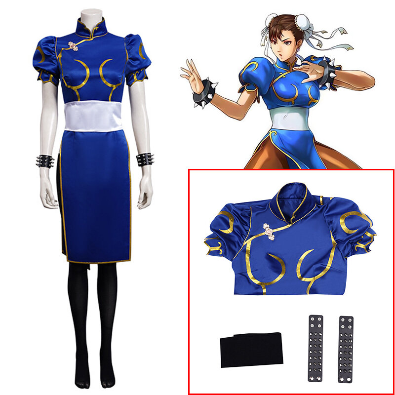 Chun-Li Cosplay Kostuums Cheongsam Vrouwelijke Uniform Spel Street Fighter Rollenspel Jurk Halloween Carnaval Pak Voor Vrouwen