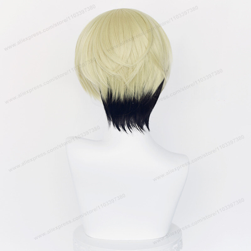 Chifuyu Matsuno Cosplay Perücke 32cm kurze schwarze blonde Haare Anime hitze beständige synthetische Perücken