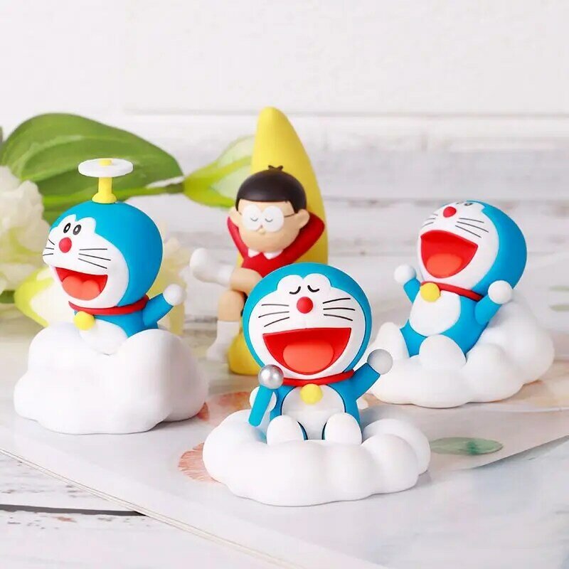 Doraemon Cartoon Night Tour Nobita Boneca, céu estrelado, Q Version, decoração de brinquedo artesanal Anime, Kids Gift Series, 6cm