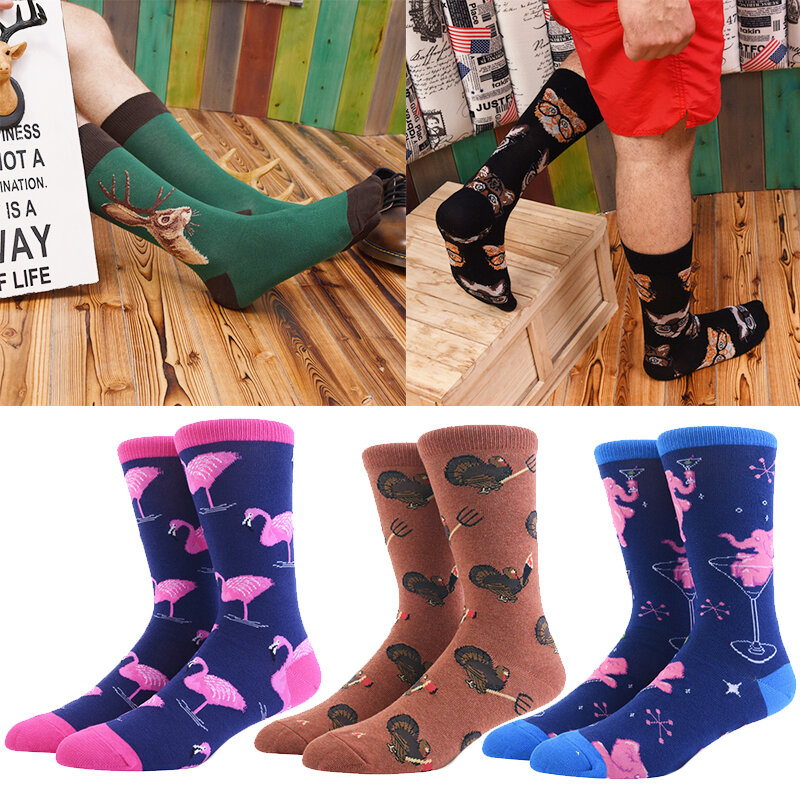 Осенние и зимние мужские носки средней длины, японские Творческие носки, мужские Модные носки, оптовая продажа мужских Носков
