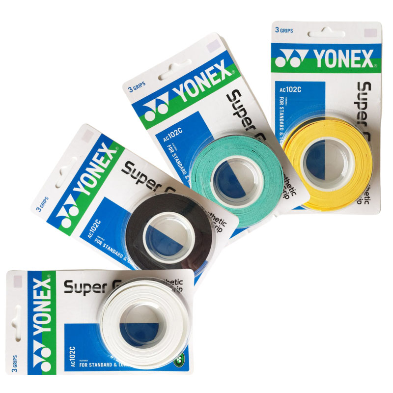 YONEX-raqueta de tenis de bádminton con pegamento de mano, raqueta profesional antideslizante, agarre adhesivo, AC102, AC102EX, 102C, paquete de 3 agarres
