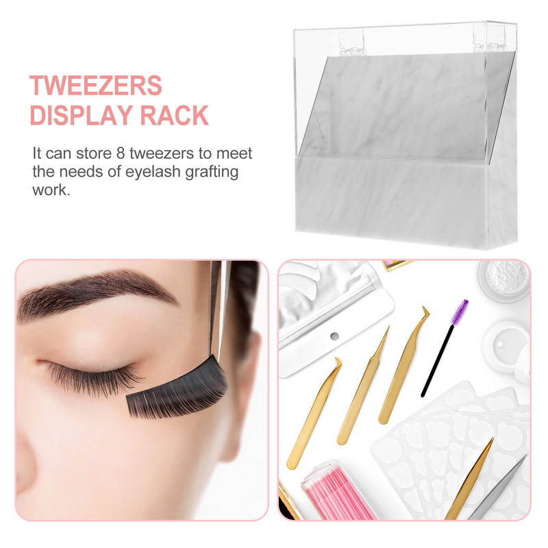 Tweezers Display Shelves Storage Box Stand with Cover Lash Case Organizer for Eyelash Extensions Display Lid