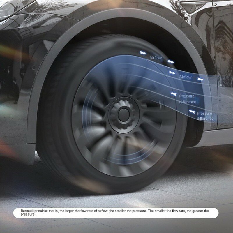 4PCS 19-Inch HubCap For Tesla Model Y 2018-2024 Automobile Performance Wheel Cap Replacement Hub Cap Full Rim Cover Accessories