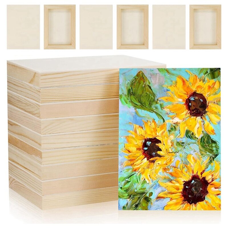 10 Pcs 5.5X7inch Wood Panel Boards, Unfinished Wood Canvas Wooden For Painting, Arts, Pouring Use With Oils, Acrylics Wood Color