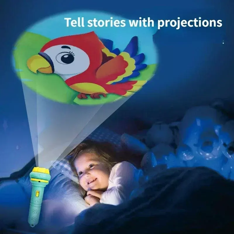 Proyektor Mini anak-anak, proyektor mainan pendidikan dini bayi, senter Mini kartun anak-anak