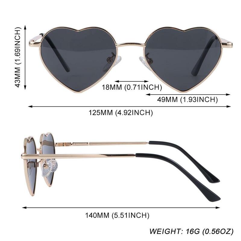 Kacamata hitam anak perempuan, lensa mata matahari terpolarisasi bingkai logam 5-10 tahun bentuk hati untuk anak-anak