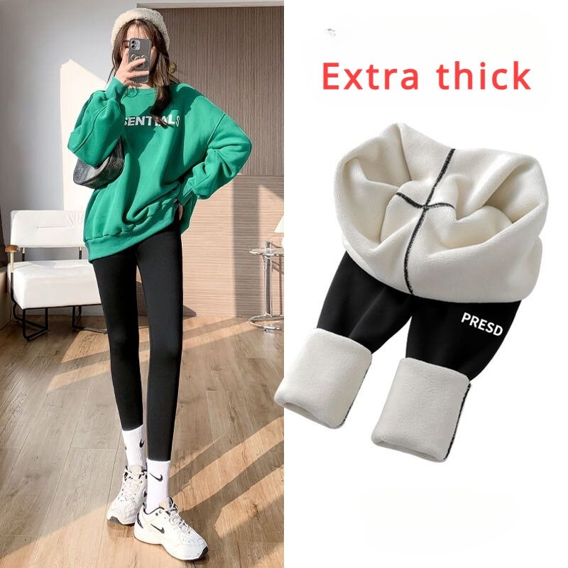 Bardzo gruba legginsy damskie jesienno-zimowe nowe Plus aksamitne utrzymanie ciepła elastyczna koreańska moda siłownia chudy, dopasowany, wysoki stan