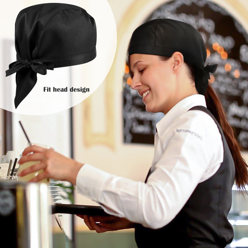 Bestomi topi koki bajak laut, topi seragam pelayan toko roti BBQ panggang restoran memasak topi kerja (hitam)