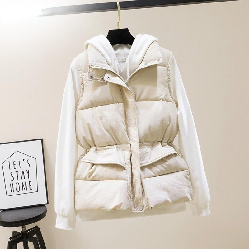 Colete de algodão coreano feminino Stand colarinho, colete curto feminino, colete para outono e inverno, novo