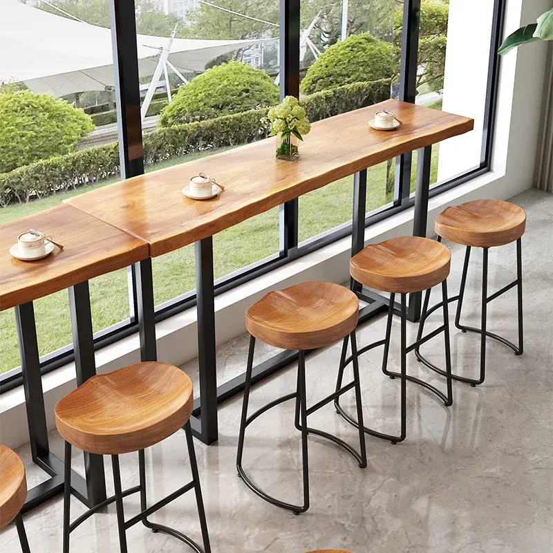 Скандинавский домашний барный стул из массива дерева, стол для отдыха, кофейный стул, железные художественные высокие барные стулья для кухни, стильные и прочные