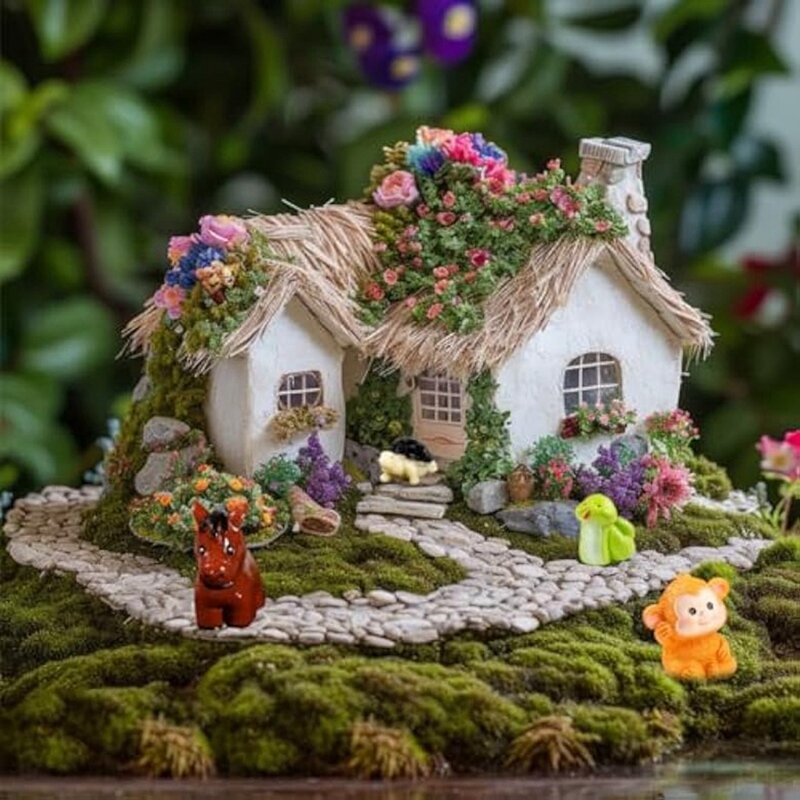 Minifiguras de animales de la selva, 50 piezas, León de resina, animales salvajes, figuritas en miniatura para jardín, paisaje de musgo