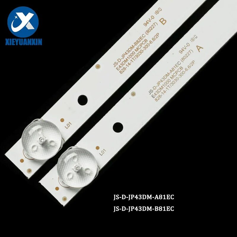 Tira de retroiluminação LED para JS-D-JP43DM-A81EC B82EC E43DM1000 MCPCB, BBK 43LEM-1043, FTS2C, 43LEM-5043, FTS2C, 43LEX-5058, FT2C, 828mm