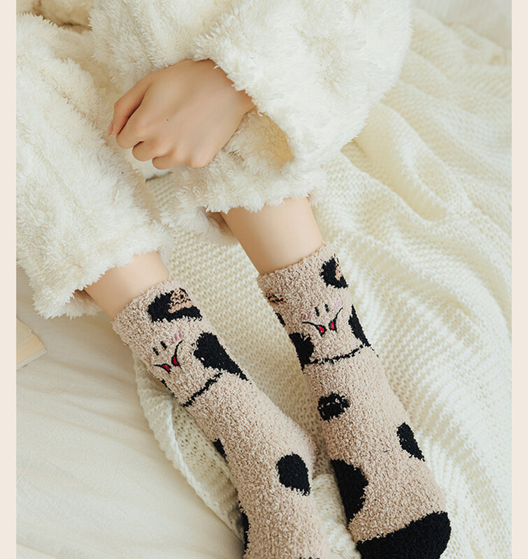 Calcetines de visón de felpa para niña, medias de piso gruesas, posparto, accesorios de vestir para el hogar, Otoño e Invierno