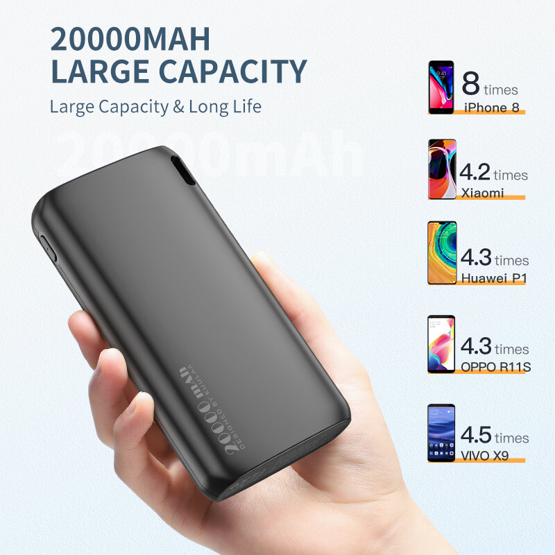 KUULAA-Banco de carregamento portátil, carregador de bateria externa do telefone móvel, Powerbank para iPhone 15, 20000 mAh