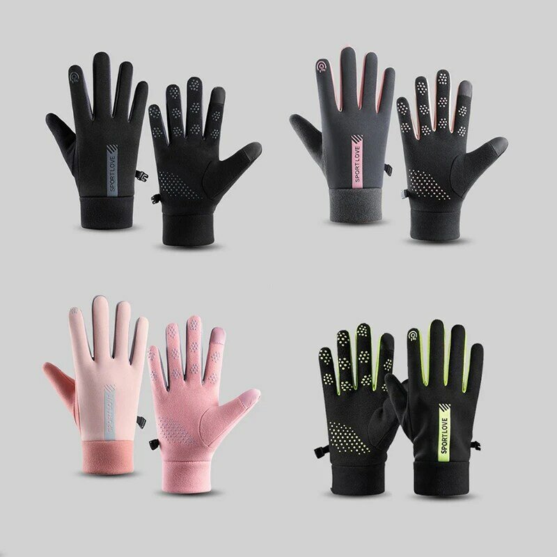Зимние перчатки для мужчин и женщин, велосипедные теплые флисовые водонепроницаемые рукавицы для сенсорного экрана