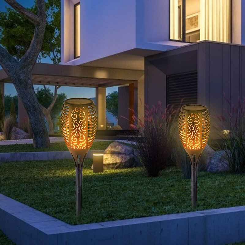 Lampada solare a LED luci da esterno impermeabili per torce da giardino lanterne da ballo tremolanti per la decorazione del balcone del Patio della via del cortile