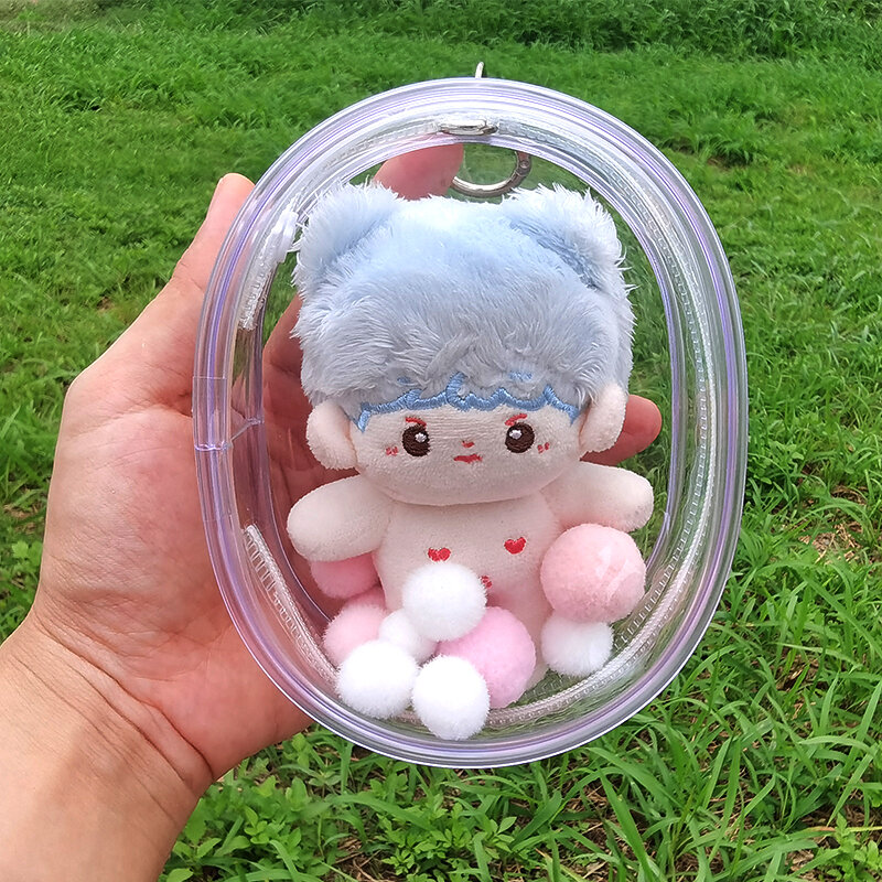Bolsa de almacenamiento de muñecos de peluche Kawaii, bolsa transparente para exteriores, juguete de dibujos animados de Anime, novedad, 10cm-12cm