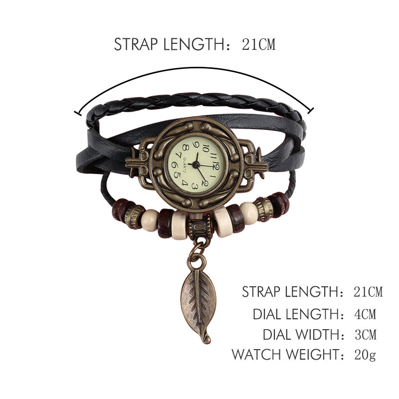 Relógio de quartzo couro genuíno feminino, bracelete vintage, relógios de pulso luxuosos, bracelete vestido, alta qualidade