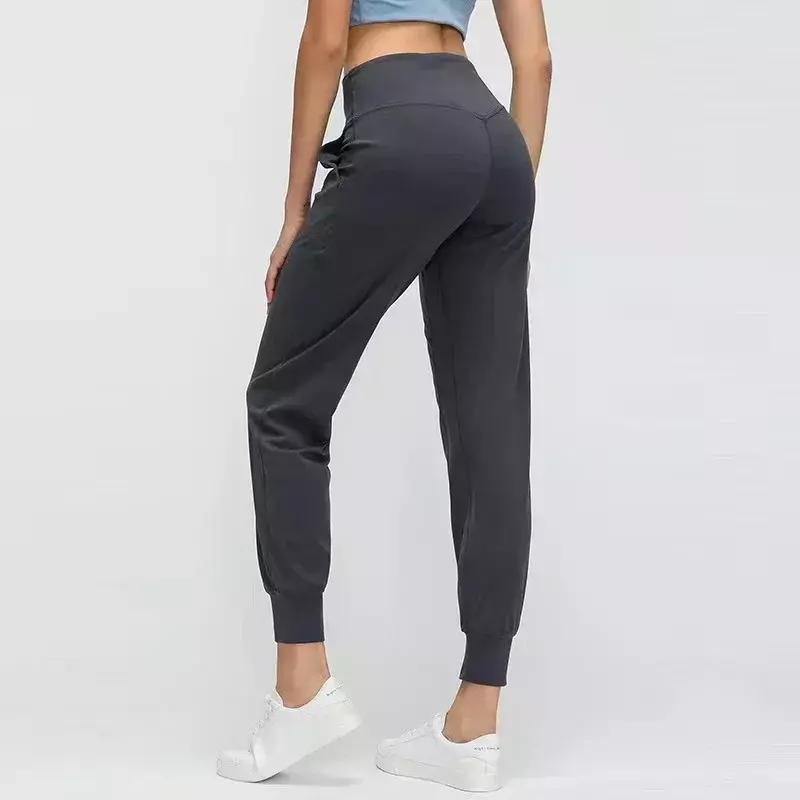 Lulu-Pantalon de jogging taille haute élastique pour femme, conçu pour le fitness, le yoga et la course en plein air, sur le mouvement
