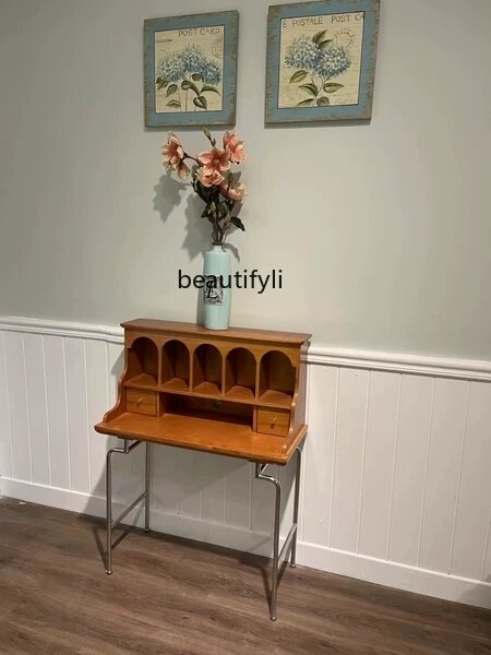 Table de maquillage de chambre à coucher rétro en bois de cerisier, IQUE Table romaine française, bureau minimaliste moderne