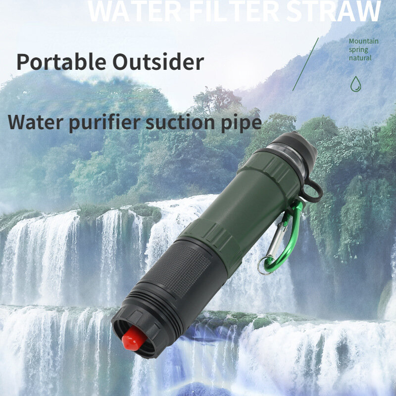 Draagbare Outdoor Noodcamping Individuele Leven Ultrafiltratie Waterzuiveraar Zuigleiding Waterfiltratie Survival Tool