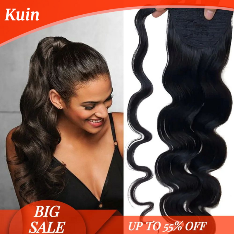 Ponytail Human Hair 100% Remy Brazilian Human Hair Wrap Around Ponytails Extension Long Body Wave Pony Hairpiece for Women Wigs