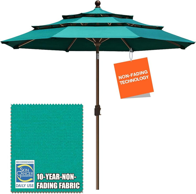 EliteShade Sombrinha sem desbotamento, Terrace Umbrella, Outdoor Table Umbrella, Ventilação, 3 Nível, 9 pés