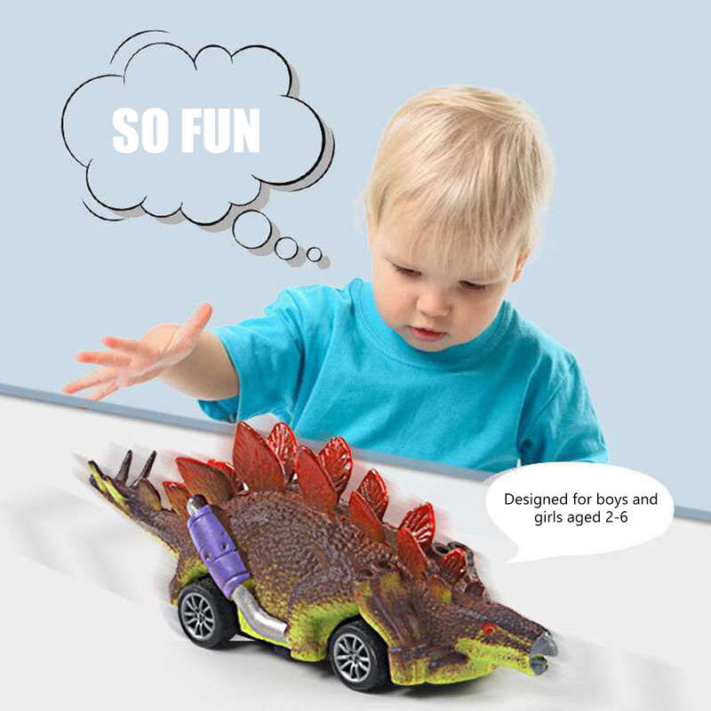 恐竜の車のバックプル,車のおもちゃ,恐竜,車,ミニバックトラック,子供のためのパーティーギフト,6ユニット