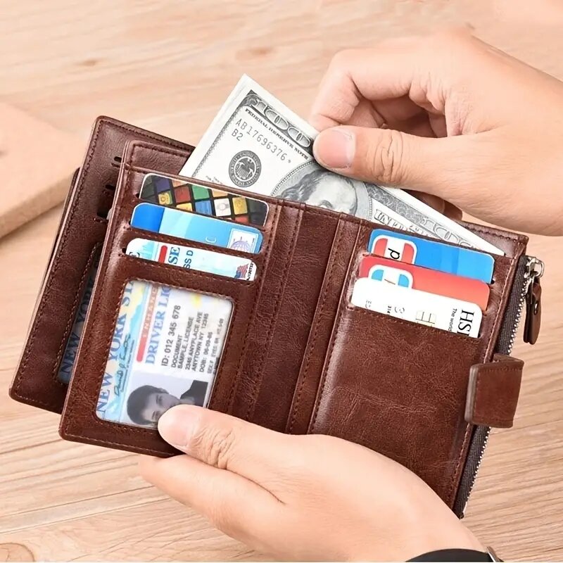 Portmonetka męska portmonetka RFID blokująca męski zamek portfel ze skóry PU wizytownik na karty biznesowe portfel portfel męski