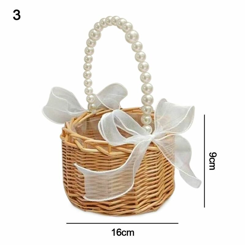 Small Flower Basket Flower Arrangement Basket Willow Rattan Woven Basket Wicker Half Moon Storage With Handle Flower Baskets