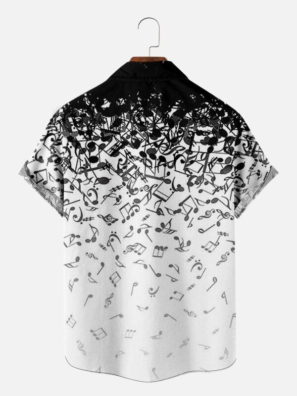 Camicie da uomo nuove Note pittura maglie a manica corta stampa di paesaggi camicie con bottoni estivi per uomo e donna