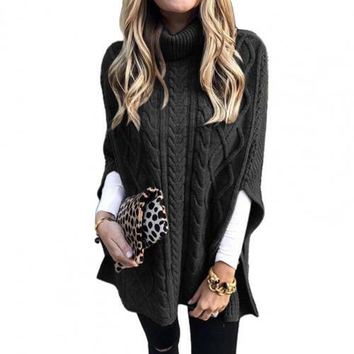 Women Autumn Turtle Neck Twist Braid Knitted Shawl Vintage Sweaters Pullover 2022 Casual Loose Fashion Top Oversize Sweater