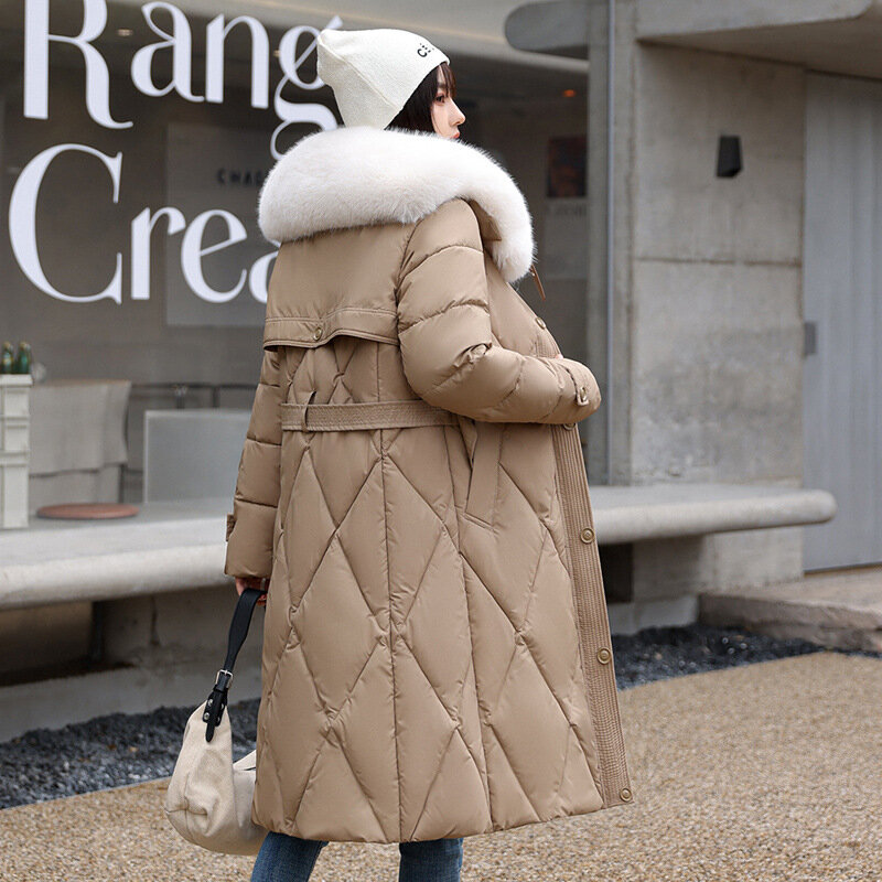 2023 nowa koreańska moda z długim rękawem sznurowane kurtki damskie na co dzień CoatsBotvotee elegancka, długa parki dla kobiet jesień zima