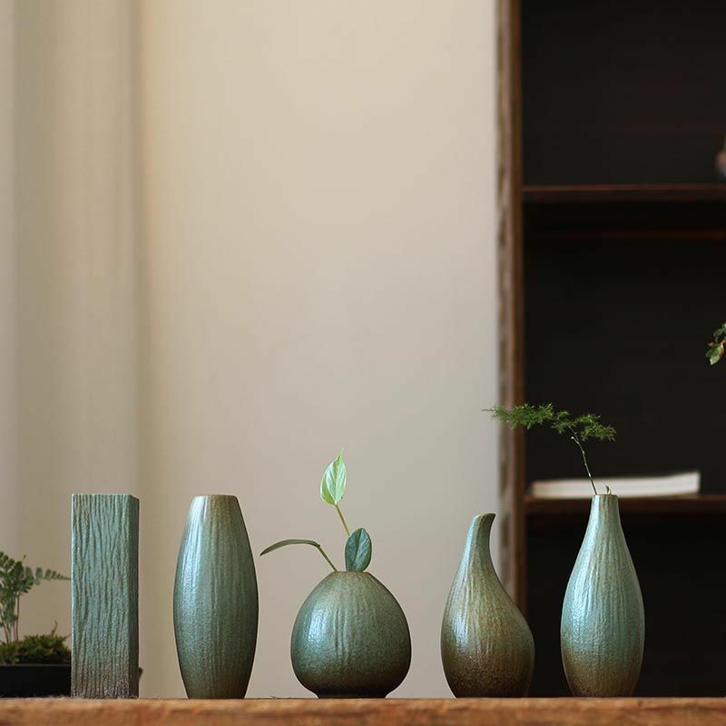 Jarrón hidropónico pequeño de cerámica de estilo chino, arreglo floral para sala de estar, escritorio, oficina, decoración del hogar y oficina, novedad de 2022