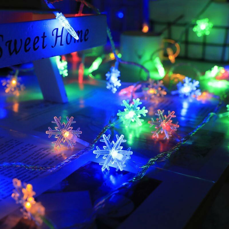 Christmas Decoration 2023 Snowflake Ball Cherry Moon String Lights Festoon Led Light Street Garland Holiday Lighting New Year