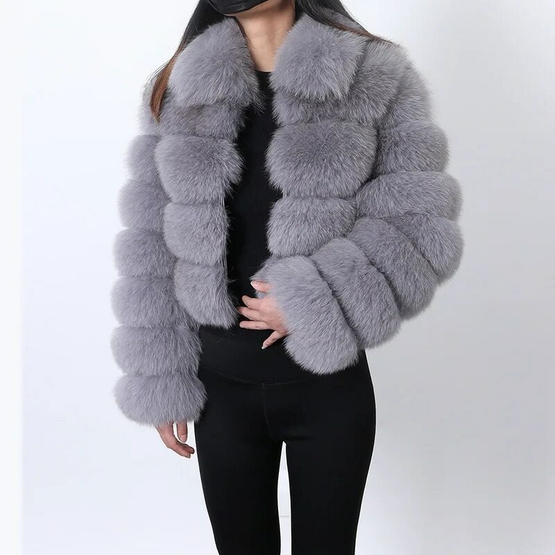 MAOMAOKONG-abrigo de piel de zorro Real para mujer, chaqueta de invierno, abrigos de piel de Boutique de manga larga, abrigo de piel multicolor, piel Natural