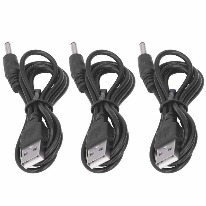 Cable de alimentación USB de 3 piezas, Cable de carga Jack de 3,5x1,35mm, 5V CC, para ventilador, teléfono, altavoz, línea USB