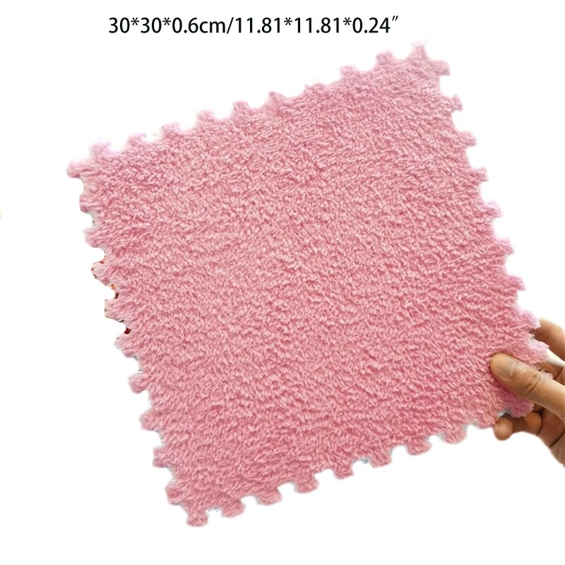 KX4B 1Pc blokująca mata piankowa jednokolorowy puszysty dywan Puzzle płytki podłogowe pluszowy dywanik układanka DIY Baby Decor