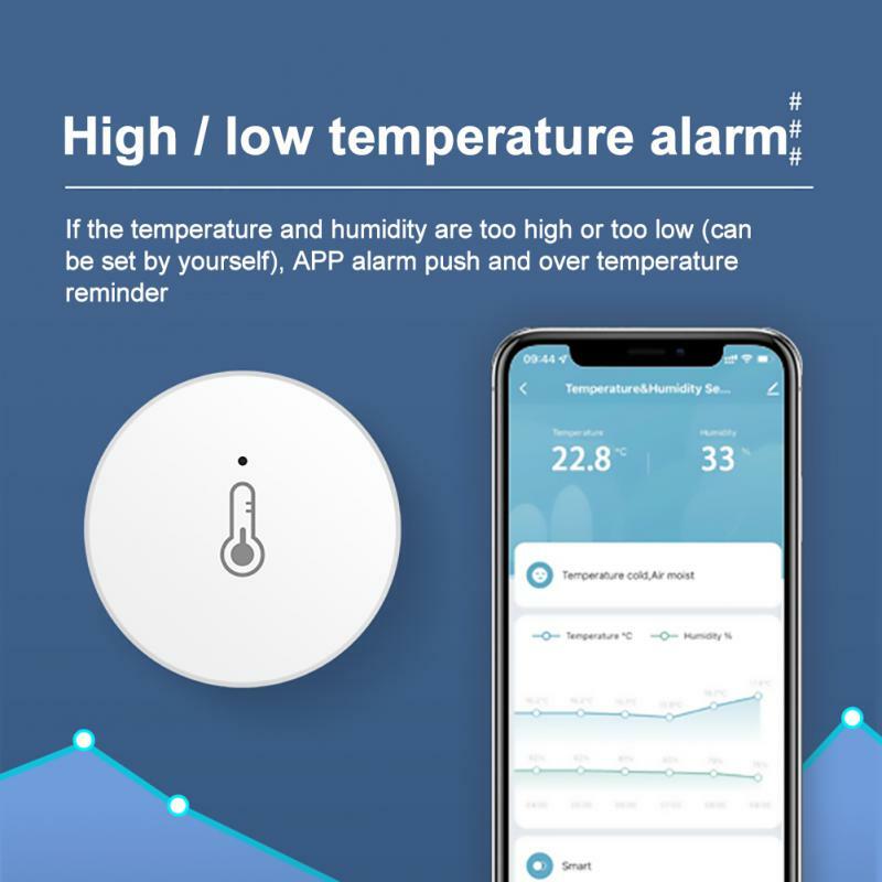 Xiaomi Tuya เซ็นเซอร์วัดความชื้นและอุณหภูมิ3.0, ควบคุมระยะไกลโดยแอป Smart Life แบตเตอรี่ทำงานร่วมกับ Alexa Google