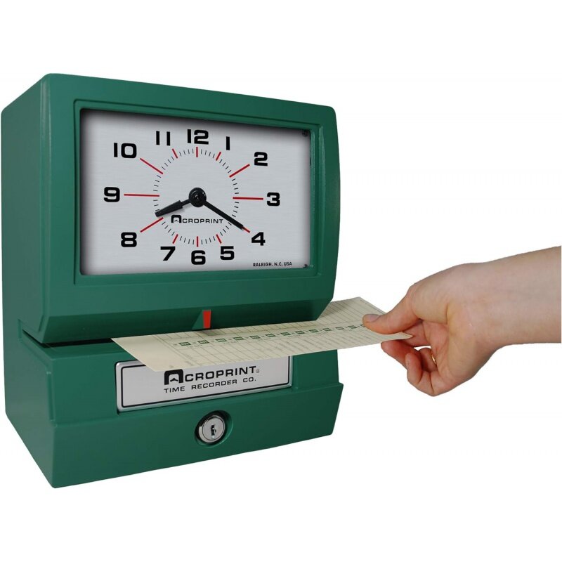 Acroprint 헤비 듀티 자동 시간 녹음기, 인쇄 월, 날짜, 시간 (0-23) 및 분 시간 시계, 150QR4