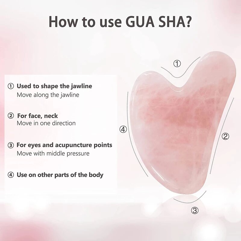 Rullo per massaggio viso in giada al quarzo rosa Gua Sha Set pietra naturale a guazzo raschietto Guasha massaggiatore facciale strumenti di bellezza per la cura della pelle