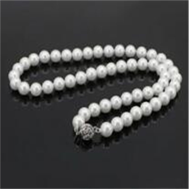 Collar de perlas de moda de concha blanca del Mar del Sur de 8mm, regalos de joyería para niñas y madres hermosas
