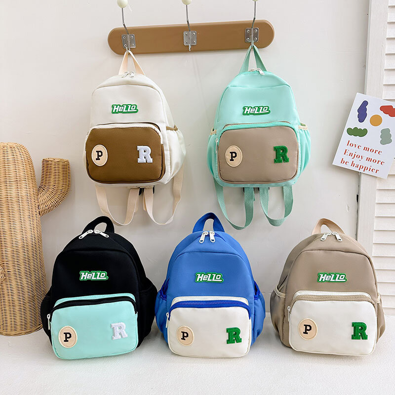 Mochilas escolares portátiles con bordado de letras para niños, mochilas de viaje para niños, lindas bolsas para libros escolares para niños y niñas