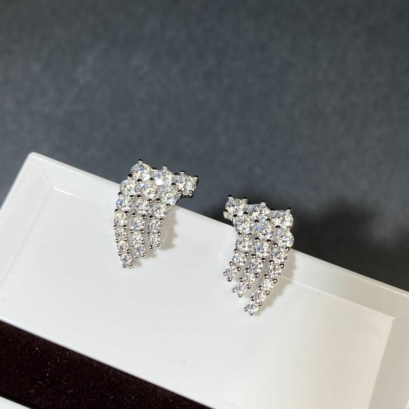 S925 Silver Ear Studs Inlaid with Zircon Wings, European and American Fashion Versatile Ear Studs, Boutique Jewelry for Women