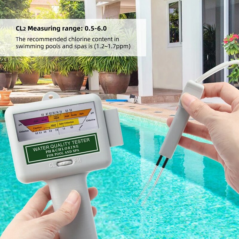 Yieryi Piscina cloro Monitor Tester, aquário, qualidade do dispositivo analítico, dispositivo de qualidade da água, Spa, PC101, 2 em 1, PH e CL2 Metro